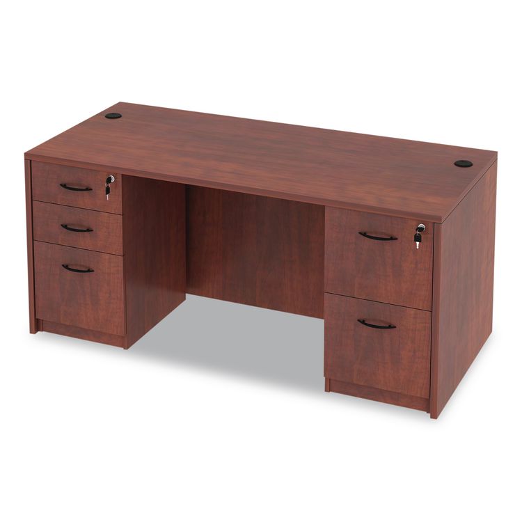Alera Valencia Series Straight Front Desk Shell, 65" x 29.5" x 29.63", Medium Cherry