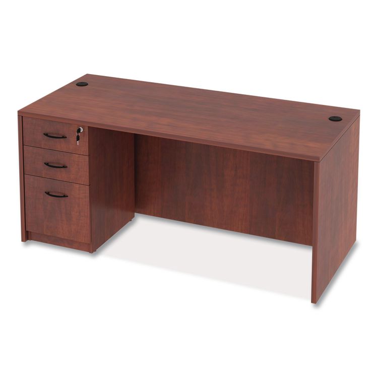 Alera Valencia Series Straight Front Desk Shell, 65" x 29.5" x 29.63", Medium Cherry