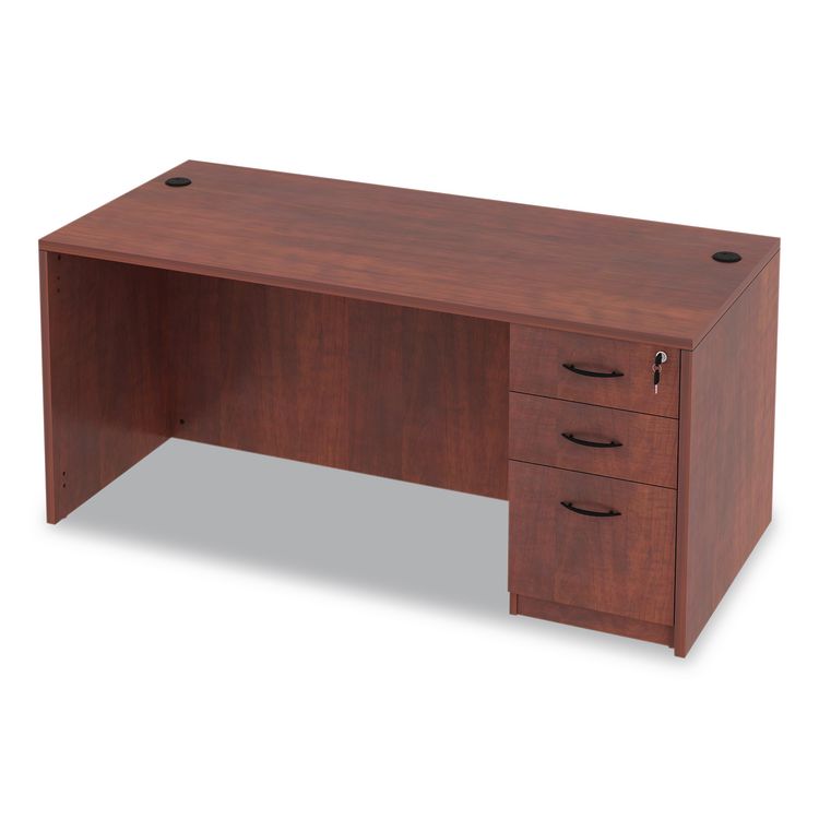 Alera Valencia Series Straight Front Desk Shell, 65" x 29.5" x 29.63", Medium Cherry