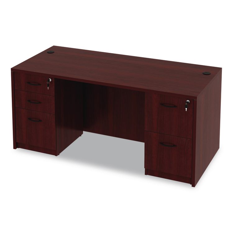 Alera Valencia Series Straight Front Desk Shell, 65" x 29.5" x 29.63", Mahogany