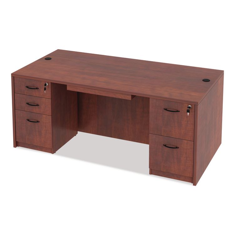 Alera Valencia Series Straight Front Desk Shell, 71" x 35.5" x 29.63", Medium Cherry