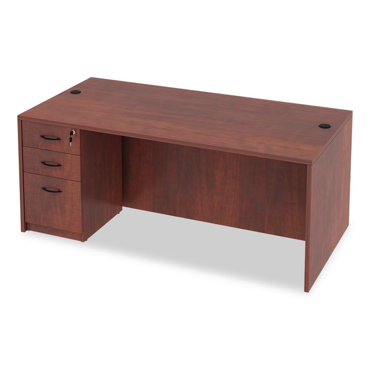 Alera Valencia Series Straight Front Desk Shell, 71" x 35.5" x 29.63", Medium Cherry