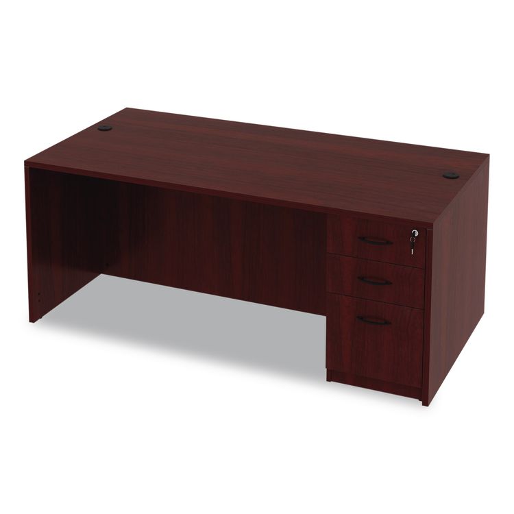 Alera Valencia Series Straight Front Desk Shell, 71" x 35.5" x 29.63", Mahogany