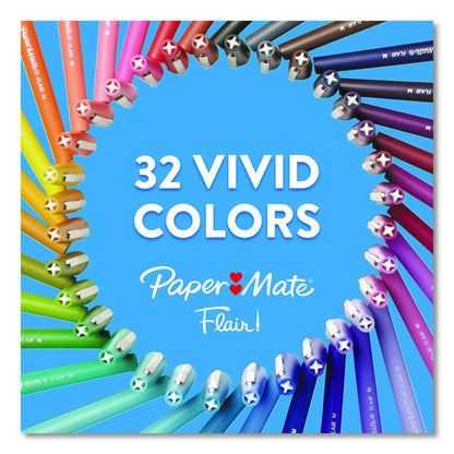 Flair Felt Tip Porous Point Pen, Retro Accents, Stick, Medium 0.7mm, Randomly Assorted Ink, Randomly Assorted Barrel, 12/Pack