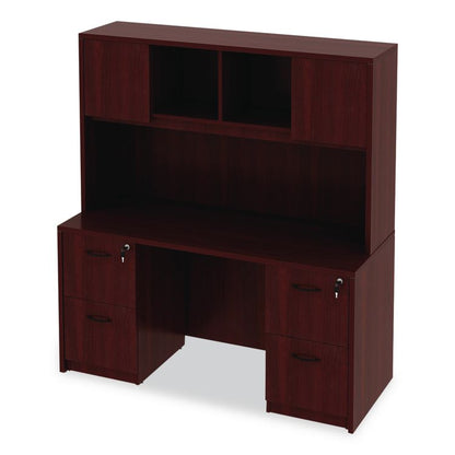Alera Valencia Series Hutch with Doors, 4 Compartments, 58.88w x 15d x 35.38h, Mahogany