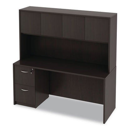 Alera Valencia Series Hutch with Doors, 4 Compartments, 64.75w x 15d x 35.38h, Espresso