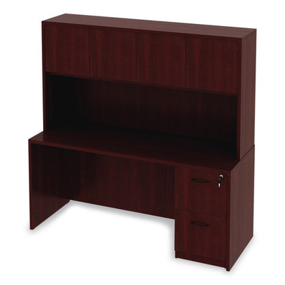Alera Valencia Series Hutch with Doors, 4 Compartments, 64.75w x 15d x 35.38h, Mahogany