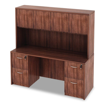 Alera Valencia Series Hutch with Doors, 4 Compartments, 64.75w x 15d x 35.38h, Modern Walnut
