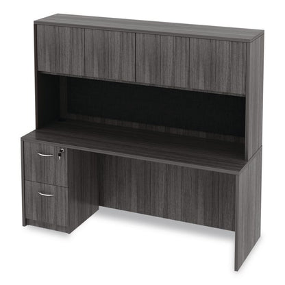 Alera Valencia Series Hutch with Doors, 4 Compartments, 70.63w x 15d x 35.38h, Gray