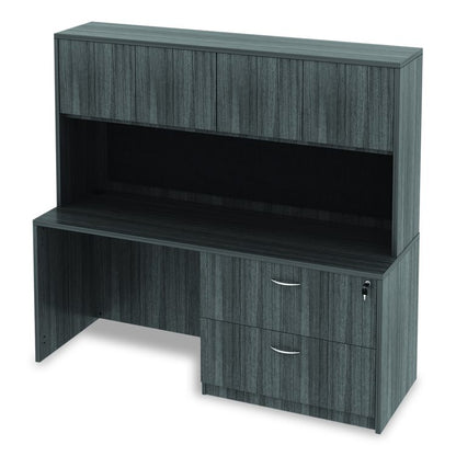 Alera Valencia Series Hutch with Doors, 4 Compartments, 70.63w x 15d x 35.38h, Gray