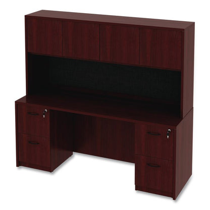 Alera Valencia Series Hutch with Doors, 4 Compartments, 70.63w x 15d x 35.38h, Mahogany