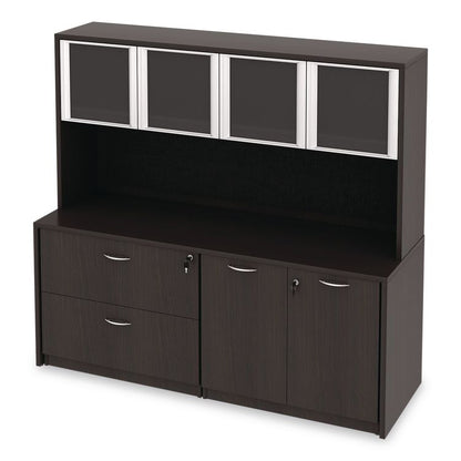 Glass Door Set With Silver Frame For 72" Wide Hutch, 17w x 16h, Clear, 4 Doors/Set