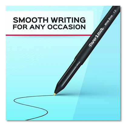 Write Bros. Ballpoint Pen, Stick, Medium 1 mm, Black Ink, Black Barrel, 8/Pack