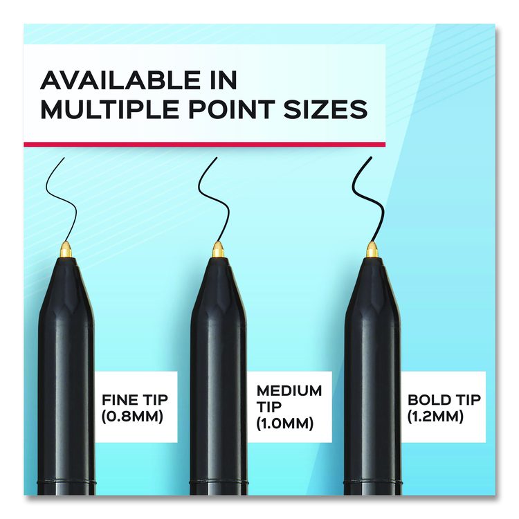 Write Bros. Ballpoint Pen, Stick, Medium 1 mm, Black Ink, Black Barrel, 8/Pack