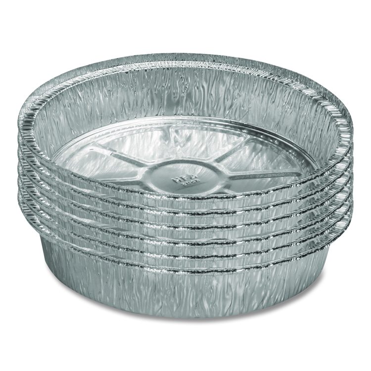 Round Aluminum Container, 37 oz, 8" Diameter, Silver, 500/Carton