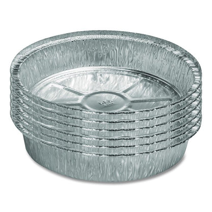 Round Aluminum Container, 37 oz, 8" Diameter, Silver, 500/Carton