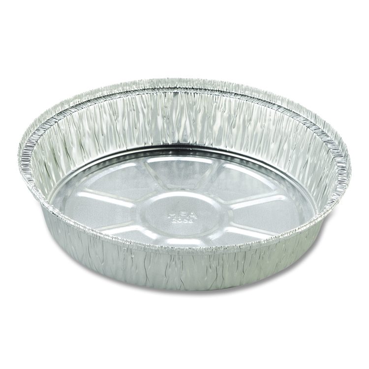 Round Aluminum Container, 37 oz, 8" Diameter, Silver, 500/Carton