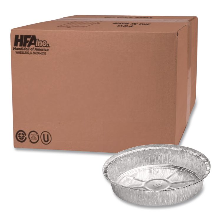 Round Aluminum Container, 24 oz, 7" Diameter, Silver, 500/Carton