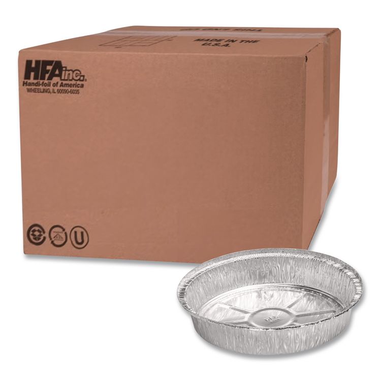 Round Aluminum Container, 24 oz., 7" Diameter, Silver, 500/Carton
