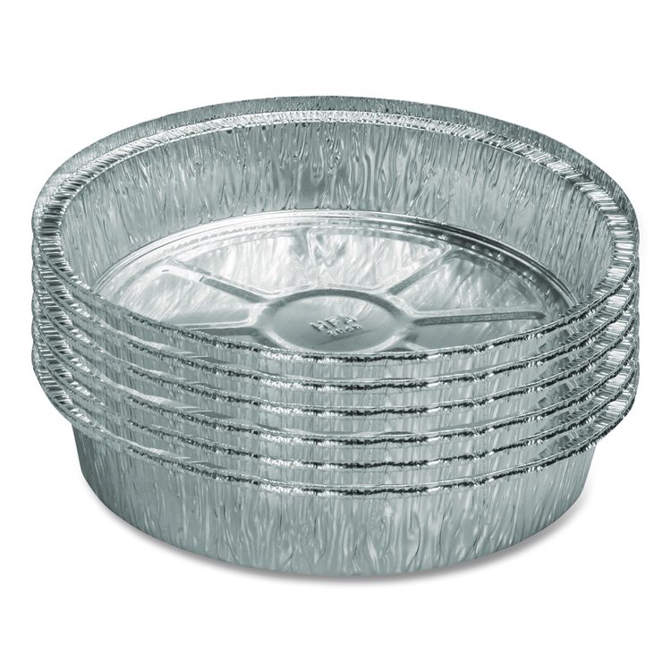 Round Aluminum Container, 24 oz., 7" Diameter, Silver, 500/Carton
