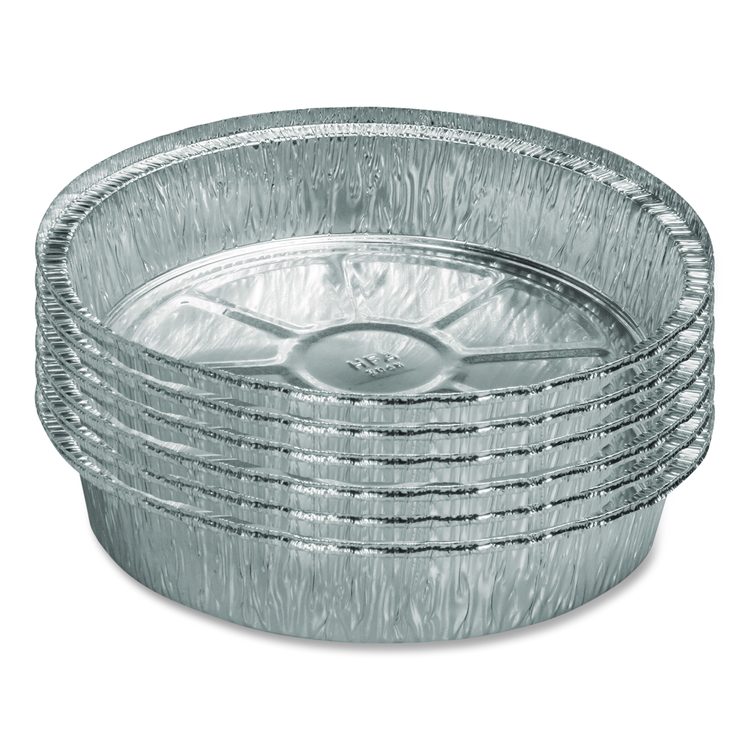 Round Aluminum Container with Lid, 48 oz, 9" Diameter, Silver, 500/Carton