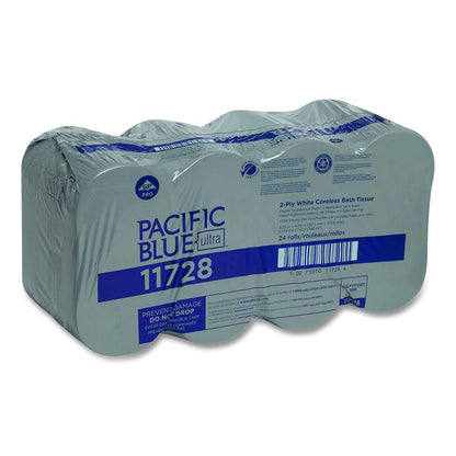 Pacific Blue Ultra Coreless Toilet Paper, Septic Safe, 2-Ply, White, 1,700 Sheets/Roll, 24 Rolls/Carton