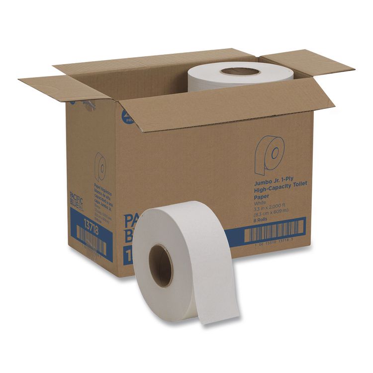 acclaim Jumbo Jr. Bath Tissue Roll, Septic Safe, 1-Ply, 3.5" x 2,000 ft, White, 8 Rolls/Carton