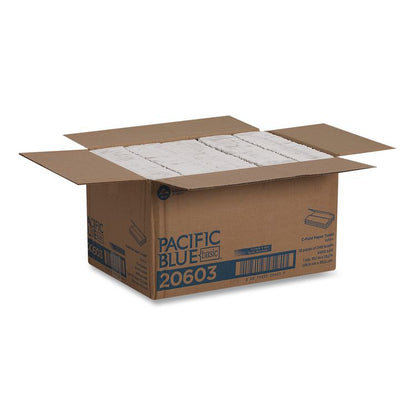 Pacific Blue Basic C-Fold Paper Towels, 1-Ply, 10.1 x 13.2, White, 240/Pack, 10 Packs/Carton