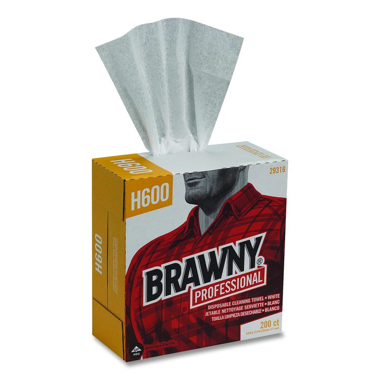 Lightweight Disposable Shop Towels, 9.1 x 12.5, White, 200/Box