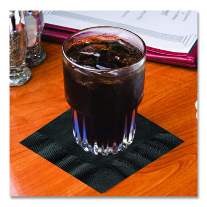 Embossed Beverage Napkins, 1-Ply, 10 x 10, Black, 1,000/Carton
