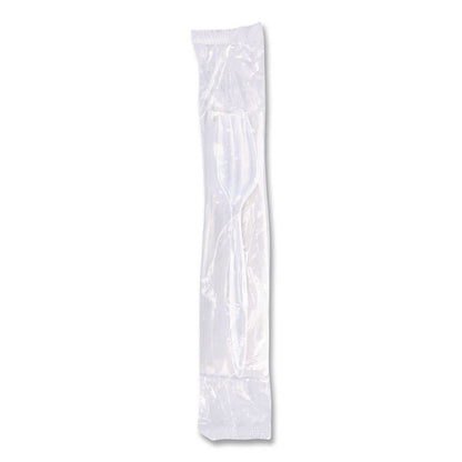 Economy Cutlery Kit, Fork/Knife/Napkin/Spoon, Plastic, White, 250/Carton
