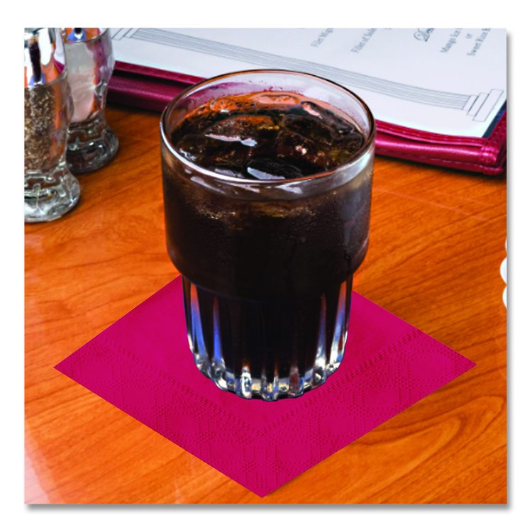Embossed Beverage Napkins, 2-Ply, 9.5 x 9.5, Red, 1,000/Carton