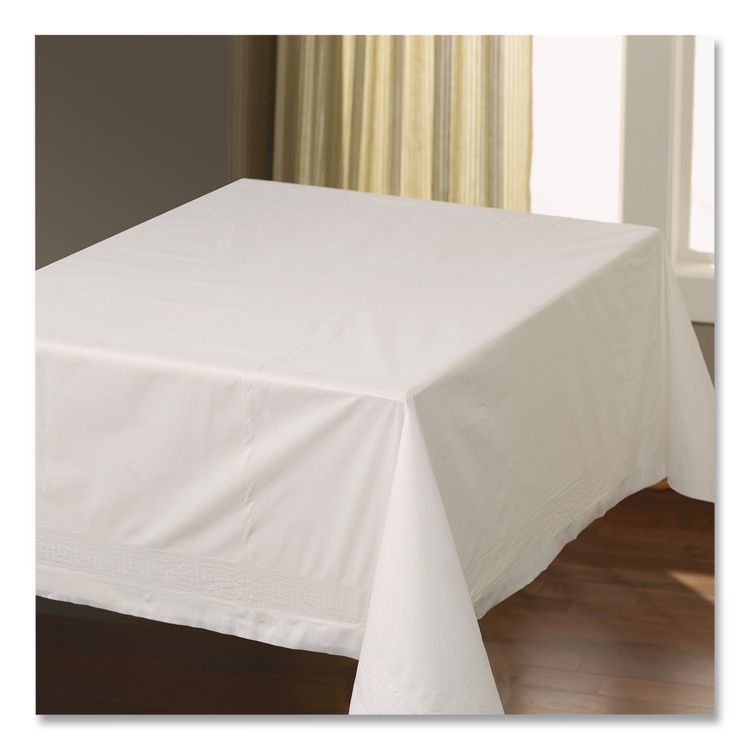 Tissue/Poly Tablecovers, 72" x 72", White, 25/Carton