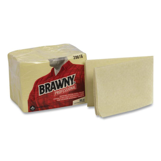 Dusting Cloths, Quarterfold, 17 x 24, Unscented, Yellow, 50/Pack, 4 Packs/Carton