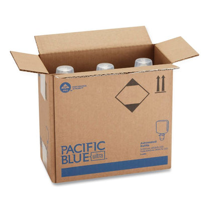 Pacific Blue Ultra Automated Sanitizer Dispenser Refill Foam Hand Sanitizer, 1,000 mL Bottle, Fragrance-Free, 3/Carton