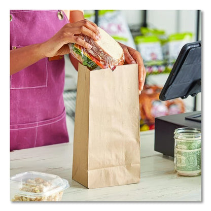 Grocery Paper Bags, 10# Size, Extra-Heavy-Duty, 60# Basis Weight, 7" x 4.38" x 13.75", Kraft, 500/Bundle