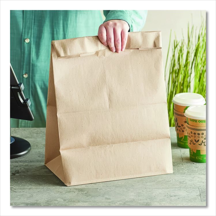 Grocery Paper Bags, 1/6 BBL Size, 57# Basis Weight, 12" x 7" x 17", Kraft, 500/Bundle