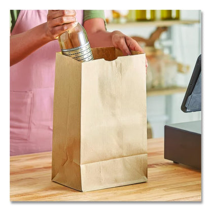 Grocery Paper Bags, 20# Squat Size, 40# Basis Weight, 8.13" x 5.88" x 12.5", Kraft, 500/Bundle
