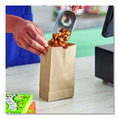 Grocery Paper Bags, 1# Size, 30# Basis Weight, 3.5" x 2.25" x 6.63", Kraft, 500/Bundle