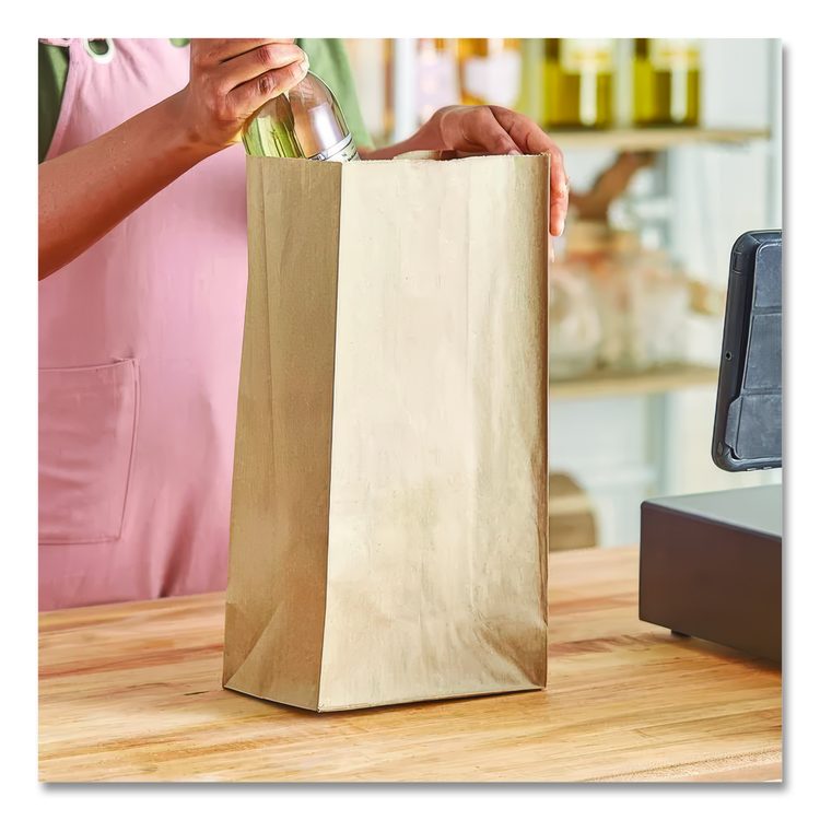 Grocery Paper Bags, 20# Size, 40# Basis Weight, 8.25" x 5.25" x 16.13", Kraft, 500/Bundle