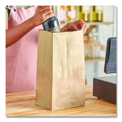 Grocery Paper Bags, 25# Size, 40# Basis Weight, 8.25" x 5.38" x 18", Kraft, 500/Bundle