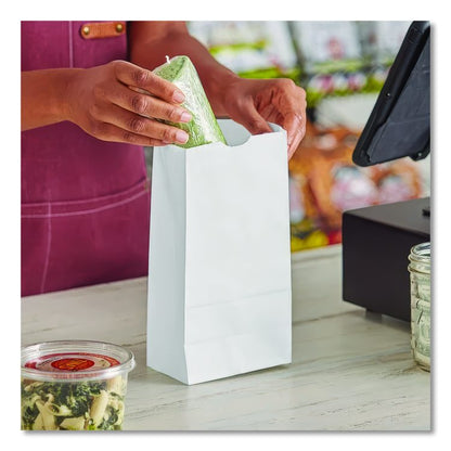 Grocery Paper Bags, 4# Size, 30# Basis Weight, 5" x 3.13" x 9.88", White, 500/Bundle