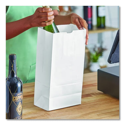 Grocery Paper Bags, 12# Size, 40# Basis Weight, 7" x 4.38" x 13.75", White, 500/Bundle