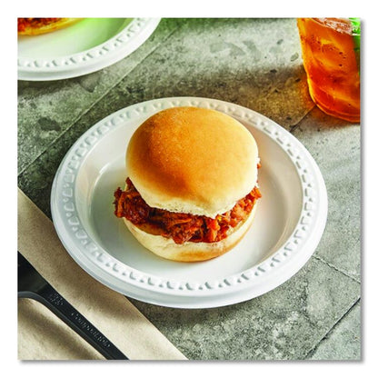 Heavyweight Plastic Plates, 9" dia, White, 125/Pack, 4 Packs/Carton