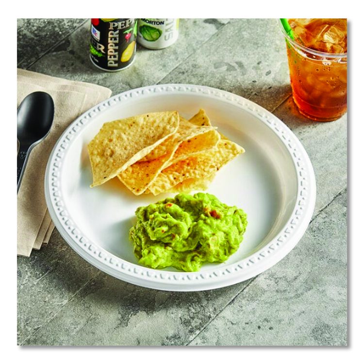 Heavyweight Plastic Plates, 9" dia, White, 125/Pack, 4 Packs/Carton