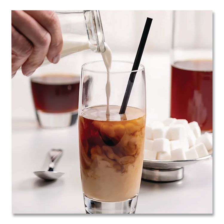 Aardvark Paper Straws, 5.75", Black, 3,200/Carton