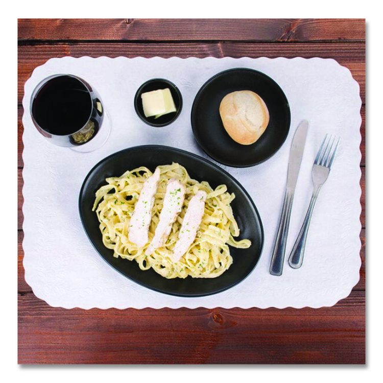 Scalloped Edge Traymat, Smooth Surface, 16.63" x 12.75", White, 1,000/Carton