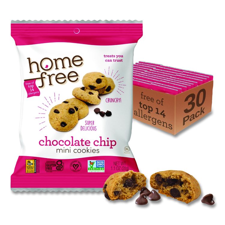 Gluten Free Chocolate Chip Mini Cookies, 1.1 oz Pack, 30/Carton