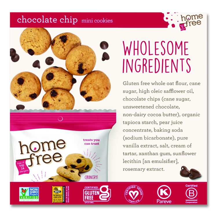 Gluten Free Chocolate Chip Mini Cookies, 1.1 oz Pack, 30/Carton