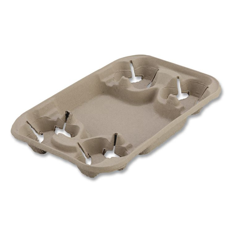 StrongHolder Molded Fiber Cup/Food Tray, 8 oz to 22 oz, Four Cups + Food Tray, Beige, 250/Carton